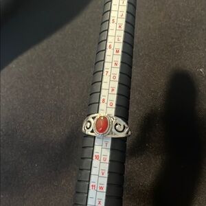 Elegant Silver Ring with Red Stone